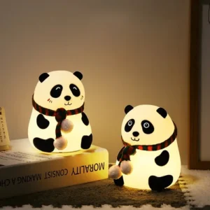 Rechargeable Panda Lamp, Cute Silicone Kawaii Night Lamp for Bedroom with Touch Gesture 7 Color Changing Panda 🐼